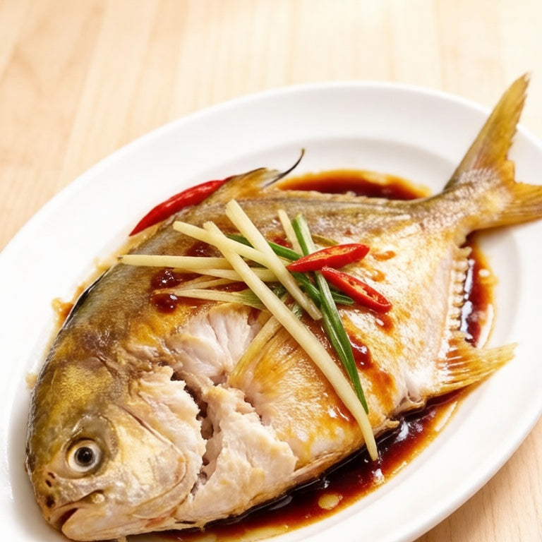 Jumbo golden pomfret - Steamed